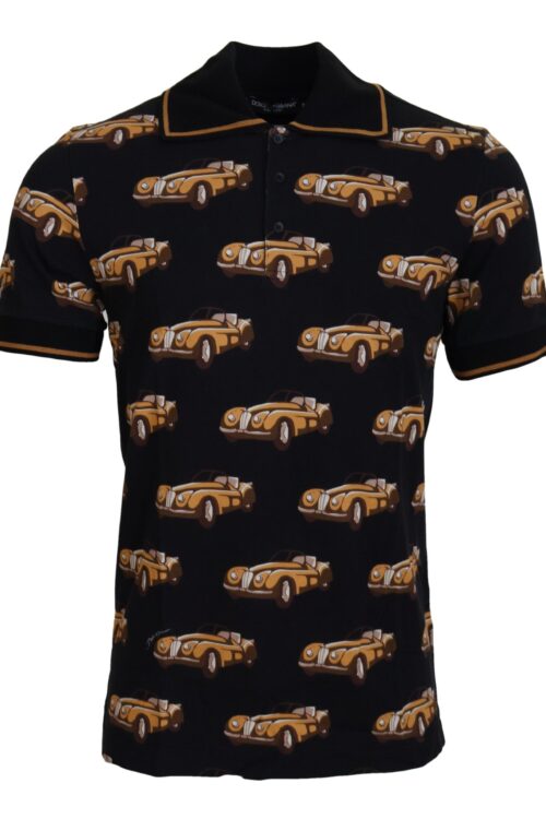 Dolce & Gabbana Elegant Car Print Polo T-Shirt in Black