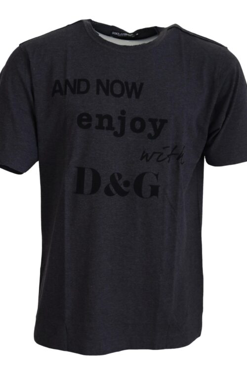 Dolce & Gabbana Elegant Gray Motive Crew Neck T-Shirt