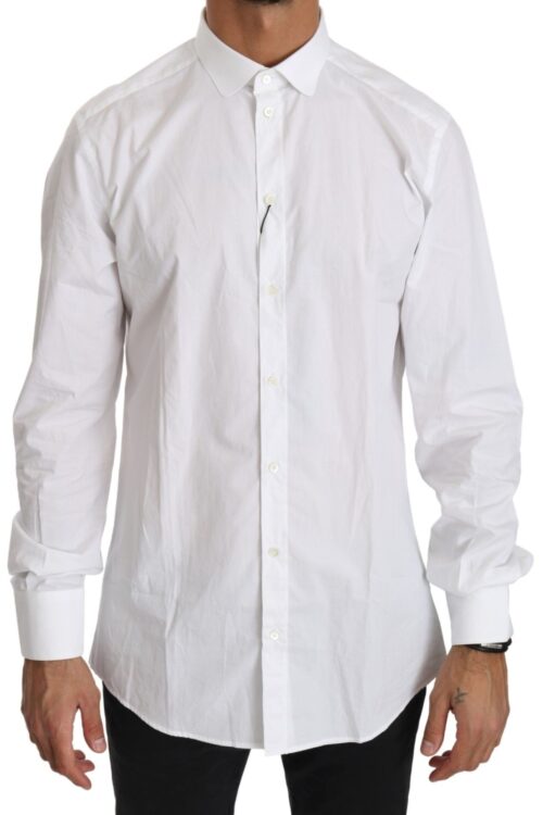 Dolce & Gabbana Elegant White Cotton Gold Fit Shirt