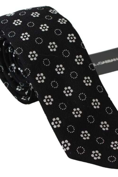 Dolce & Gabbana Elegant Black Floral Silk Necktie