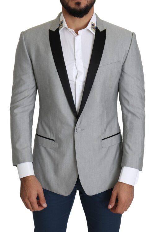 Dolce & Gabbana Elegant Silk Blend Light Gray Blazer