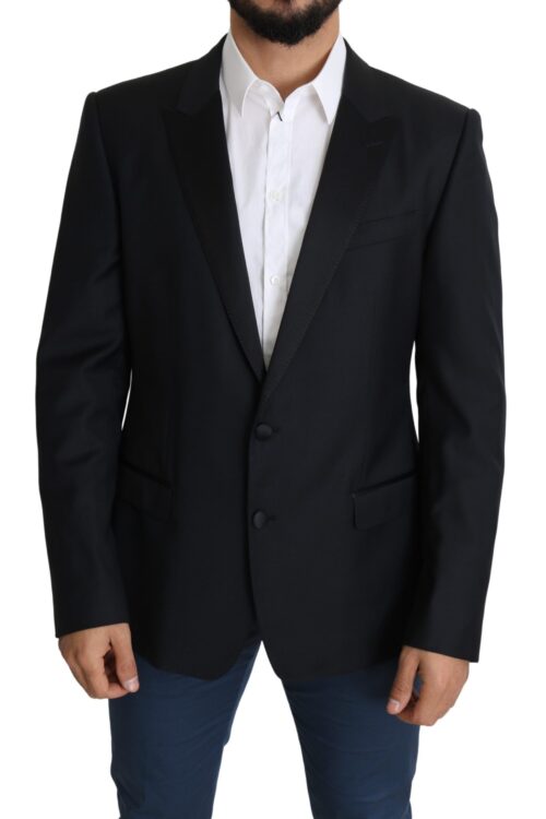 Dolce & Gabbana Elegant Black Virgin Wool Silk Blend Blazer
