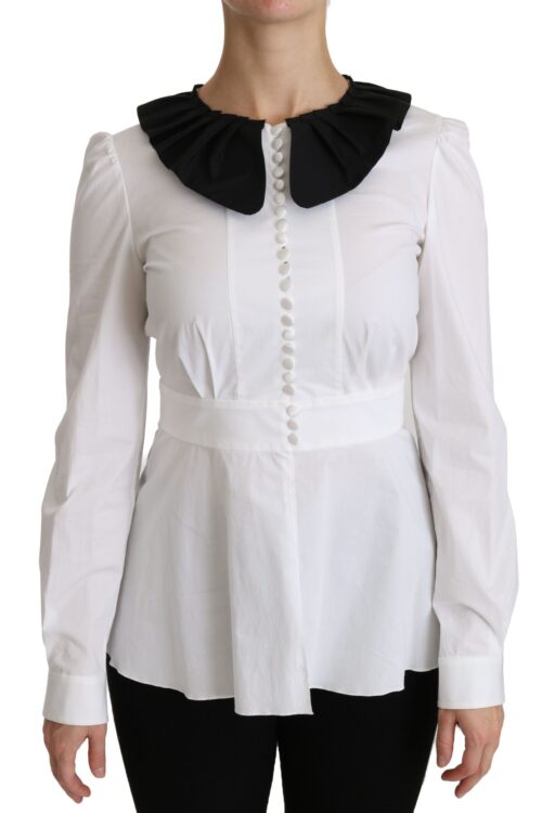 Dolce & Gabbana Elegant White Collared Cotton Top