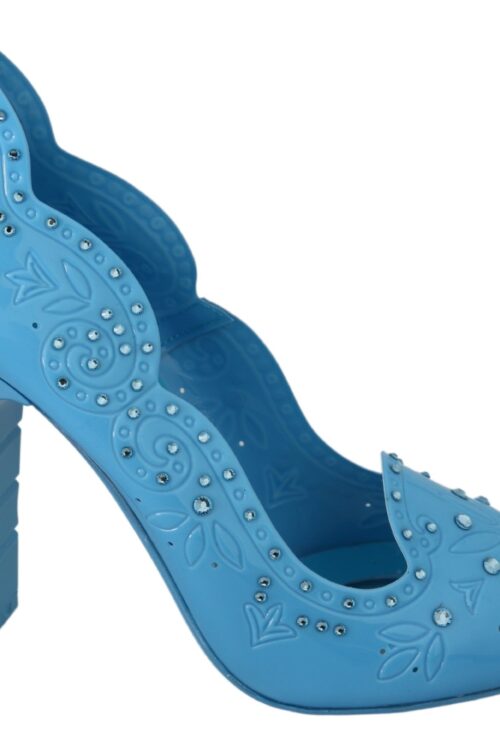 Dolce & Gabbana Crystal Embellished Blue Cinderella Pumps