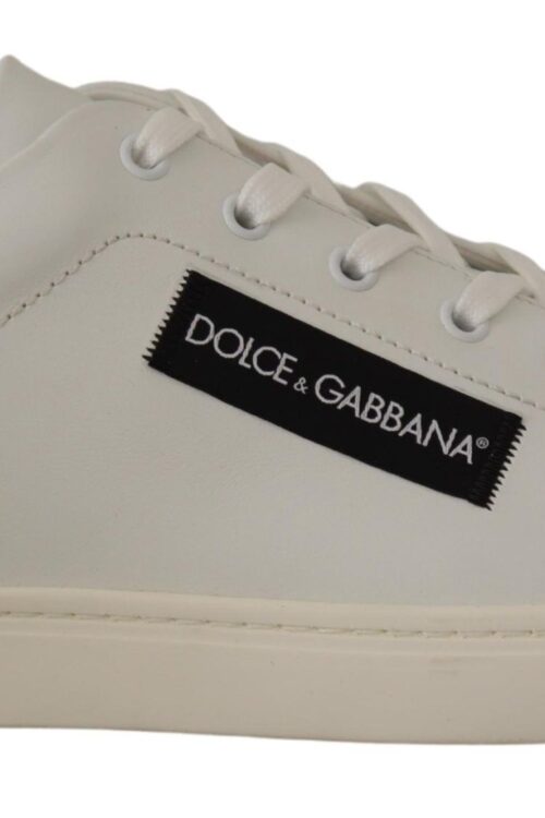 Dolce & Gabbana Elegant White Leather Low Top Sneakers
