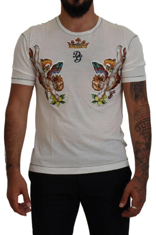 Dolce & Gabbana Elegant White Cotton-Silk Blend Tee