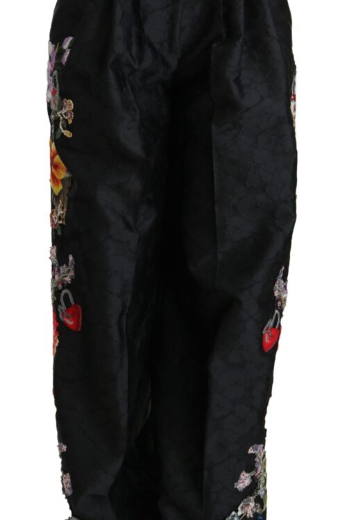 Dolce & Gabbana Elegant High Waist Wide Leg Floral Pants