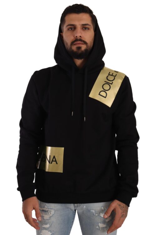 Dolce & Gabbana Elevate Your Style with a Black Golden-Logo Pullover