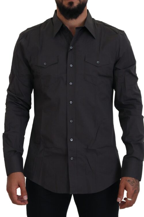 Dolce & Gabbana Elegant Gray Sicilia Slim Fit Dress Shirt