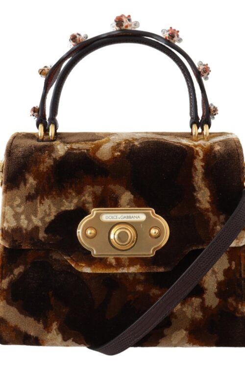 Dolce & Gabbana Elegant Giraffe Pattern Welcome Bag with Gold Accents