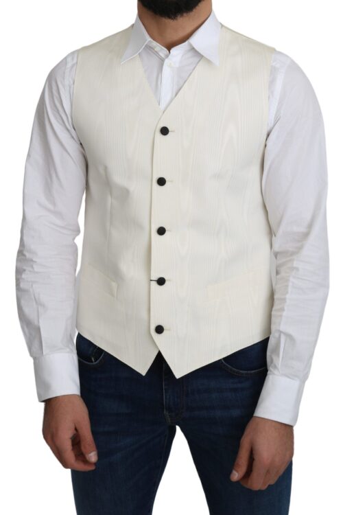 Dolce & Gabbana Elegant Off-White Silk Formal Vest