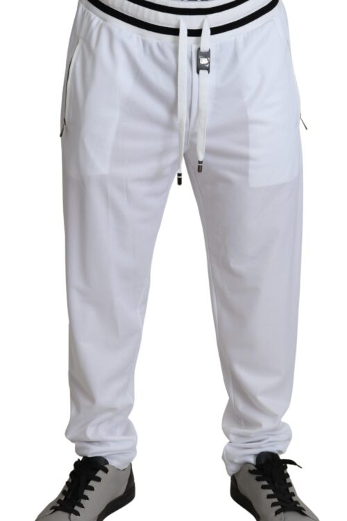 Dolce & Gabbana Elegant White Jogging Pants with Logo Patch