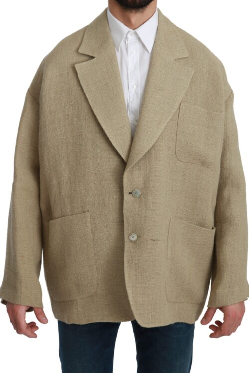 Dolce & Gabbana Chic Beige Jute Single-Breasted Blazer