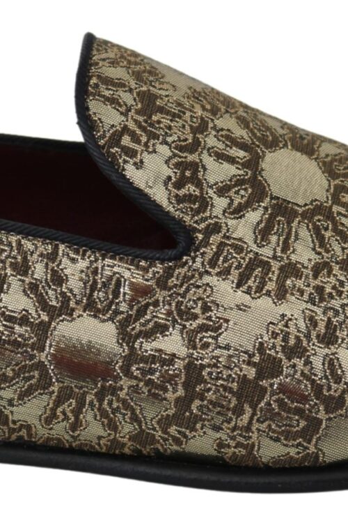 Dolce & Gabbana Gold Bordeaux Loafers Slides Dress Shoes