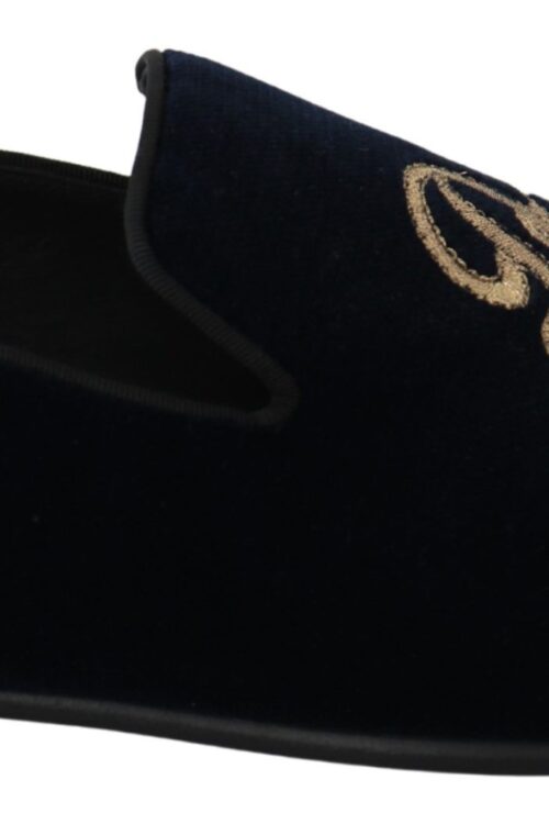 Dolce & Gabbana Elegant Blue Embroidered Loafers