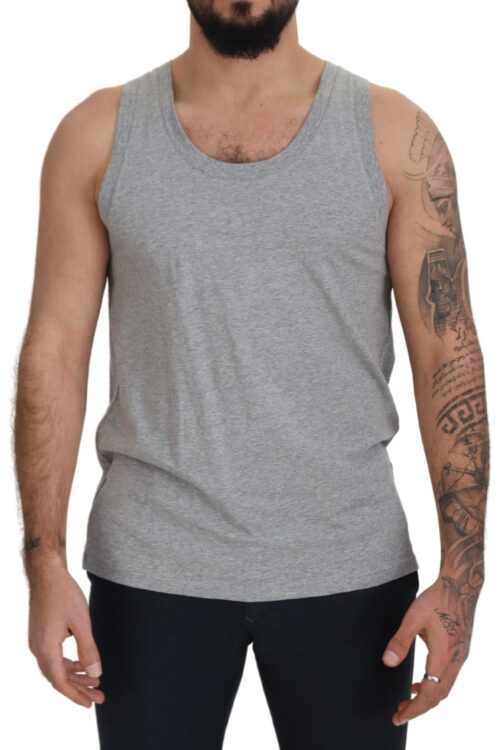 Dolce & Gabbana Elegant Gray Cotton Tank Top Tee