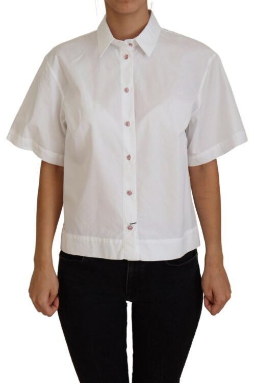 Dolce & Gabbana Elegant White Cotton Button-Up Blouse