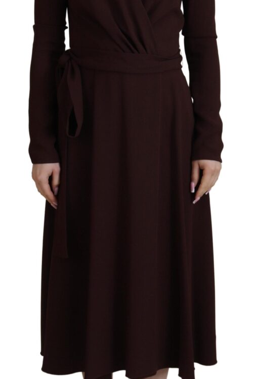 Dolce & Gabbana Elegant Brown Long Sleeve Wrap Dress
