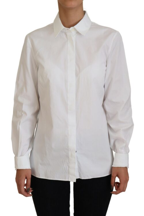 Dolce & Gabbana Elegant White Cotton Button-Up Top