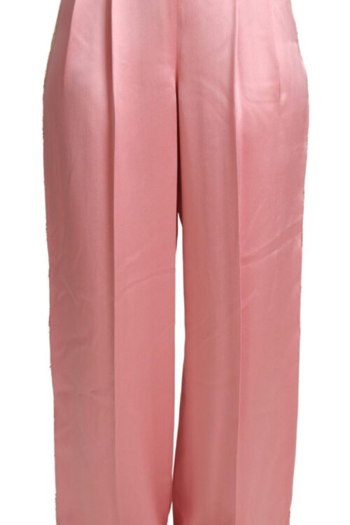 Dolce & Gabbana Silk Blend Satin Wide-Leg Pants in Pink