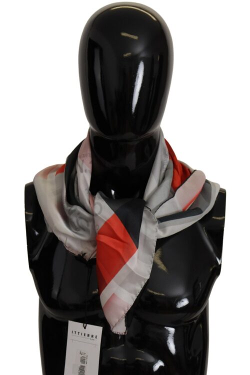 Costume National Elegant Silk Scarf in Gray Red Checkered