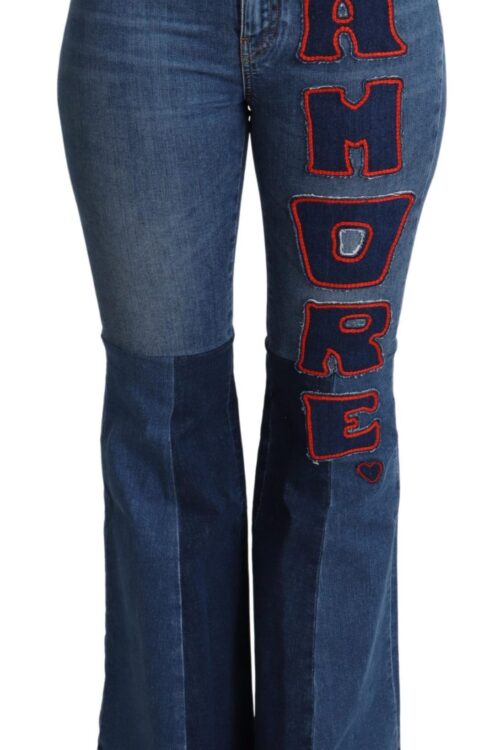 Dolce & Gabbana Elegant Boot Cut Denim Jeans with Amore Patch