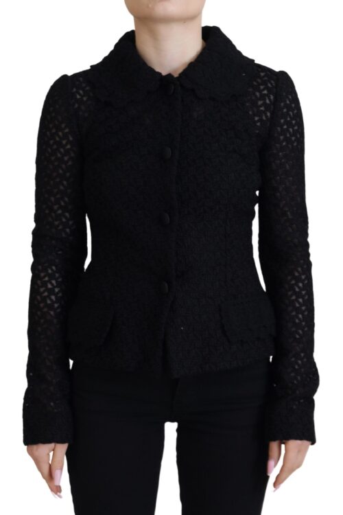 Dolce & Gabbana Elegant Black Wool Blend Button Down Jacket