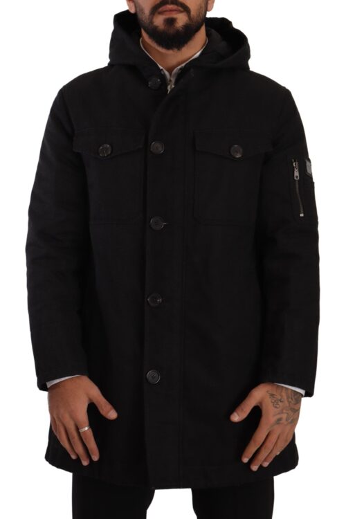 Dolce & Gabbana Elegant Black Parka Hooded Jacket