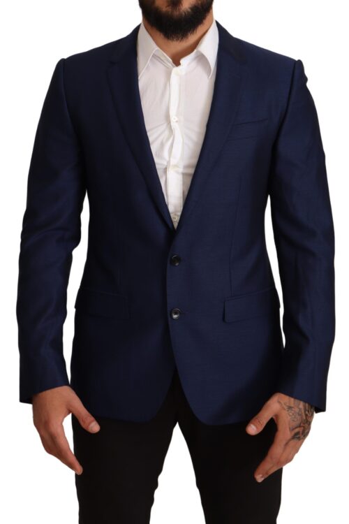 Dolce & Gabbana Navy Blue Virgin Wool Martini Blazer