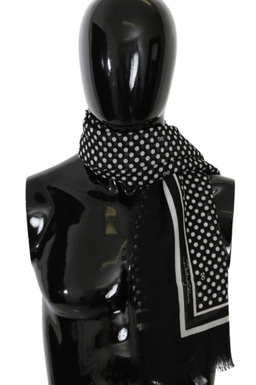 Dolce & Gabbana Elegant Black Silk Blend Polka Dotted Men’s Scarf