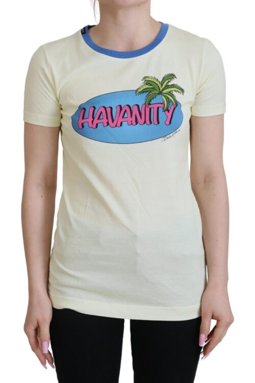 Dolce & Gabbana Elegant Yellow Cotton Tee with Chic Print