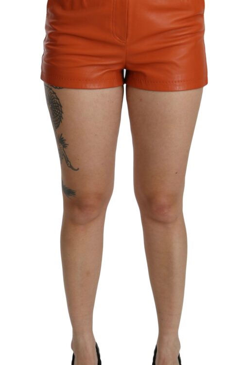 Dolce & Gabbana Chic Orange Leather High Waist Hot Pants