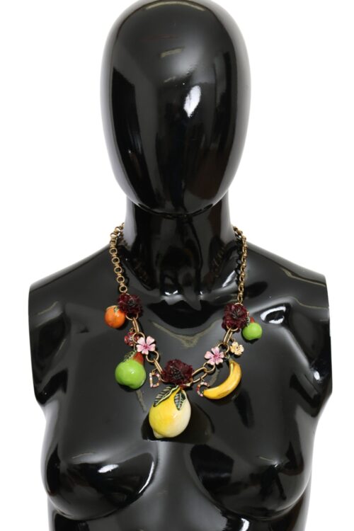 Dolce & Gabbana Crystal Embellished Floral Charm Necklace