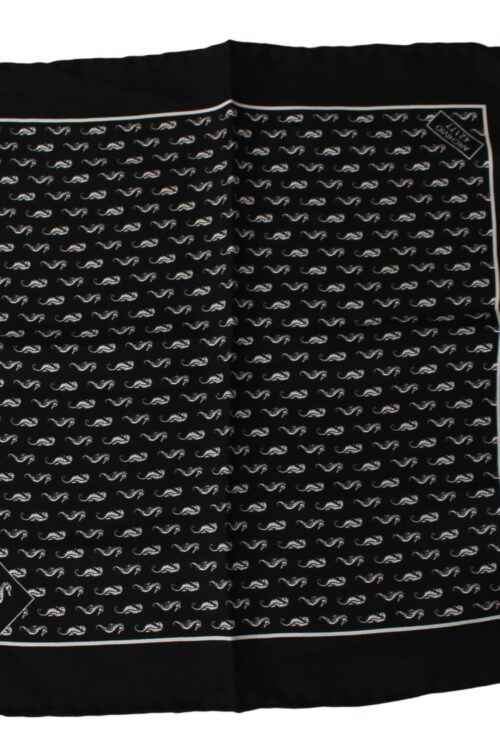 Dolce & Gabbana Elegant Black Silk Seahorse Scarf