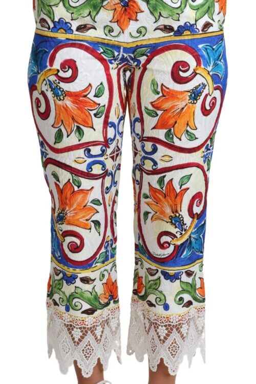 Dolce & Gabbana Majolica High Waist Cropped Trousers