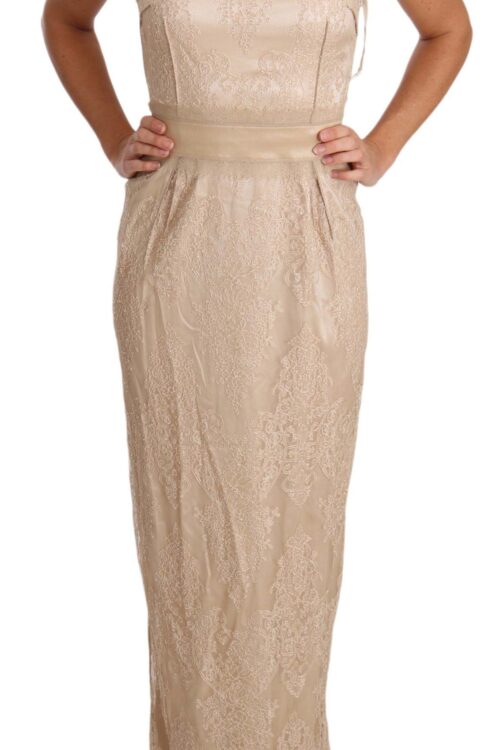 Dolce & Gabbana Elegant Beige Sheath Floor-Length Dress