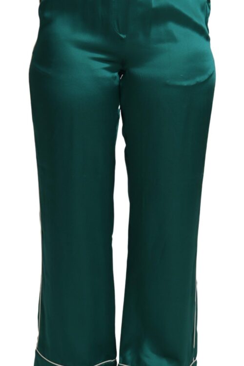 Dolce & Gabbana Exquisite Silk Pajama Trousers in Lush Green