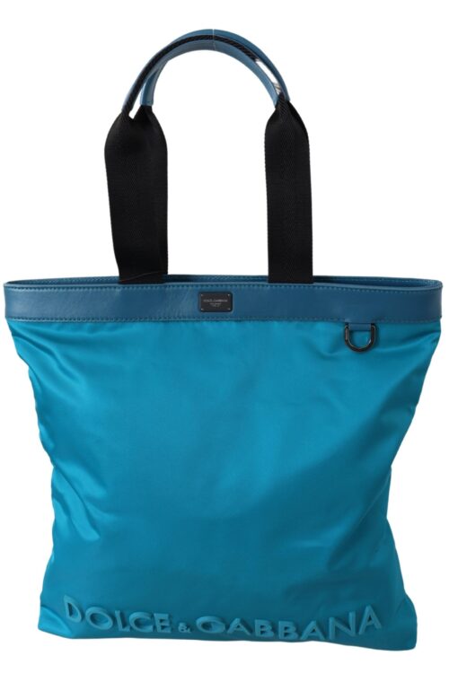 Dolce & Gabbana Sapphire Blue Nylon Tote Bag with Logo Detail
