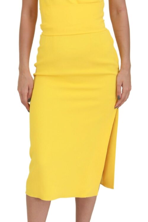 Dolce & Gabbana Elegant Yellow One-Shoulder Midi Dress