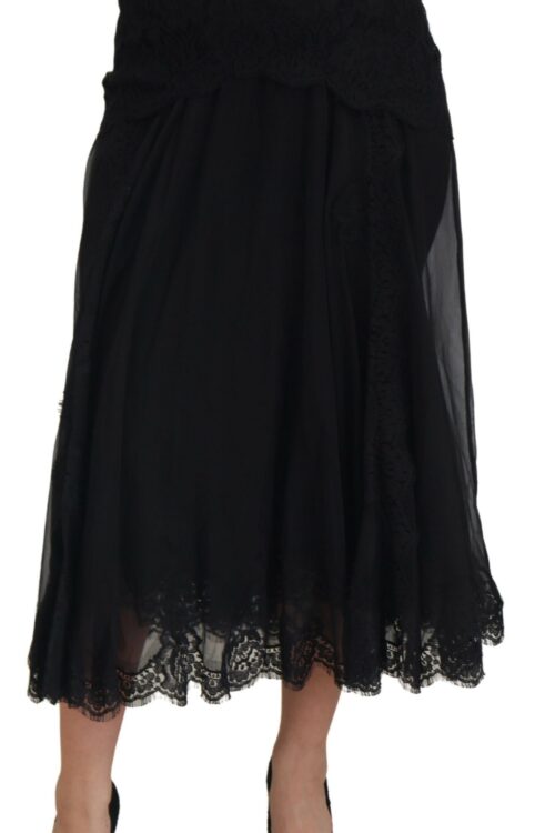 Dolce & Gabbana Elegant High-Waist Midi Silk-Blend Skirt
