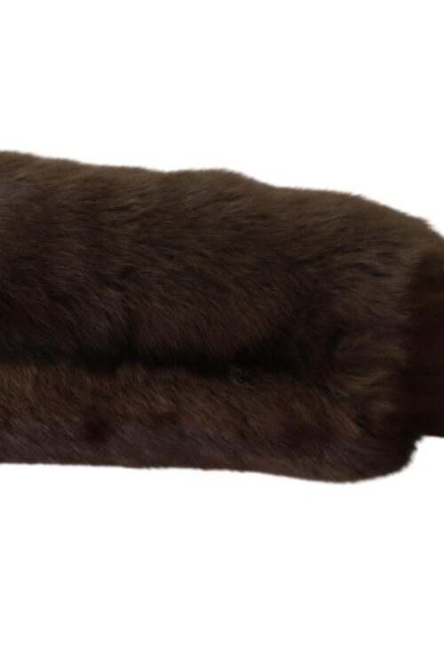 Dolce & Gabbana Elegant Brown Fur & Leather Elbow-Length Gloves