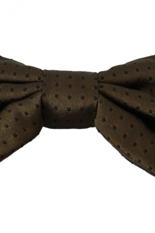 Dolce & Gabbana Elegant Brown Polka Dot Silk Bow Tie