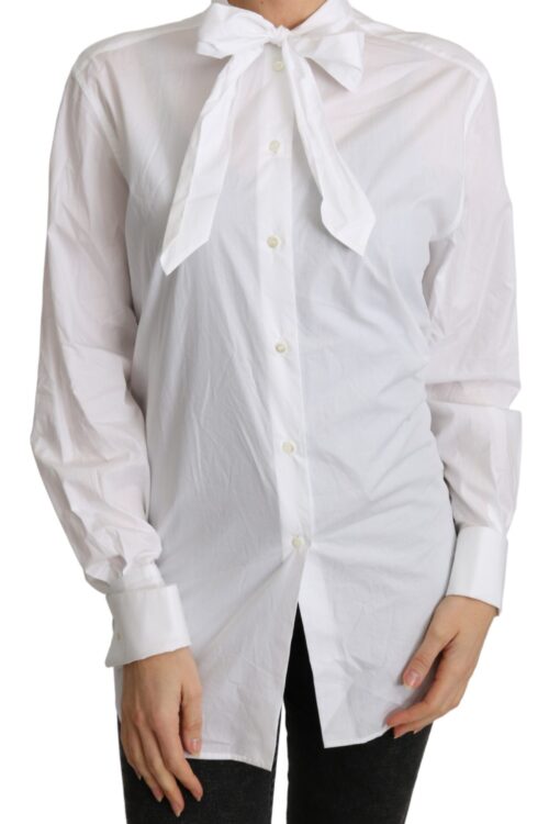 Dolce & Gabbana Elegant Scarf Neck Cotton Blouse
