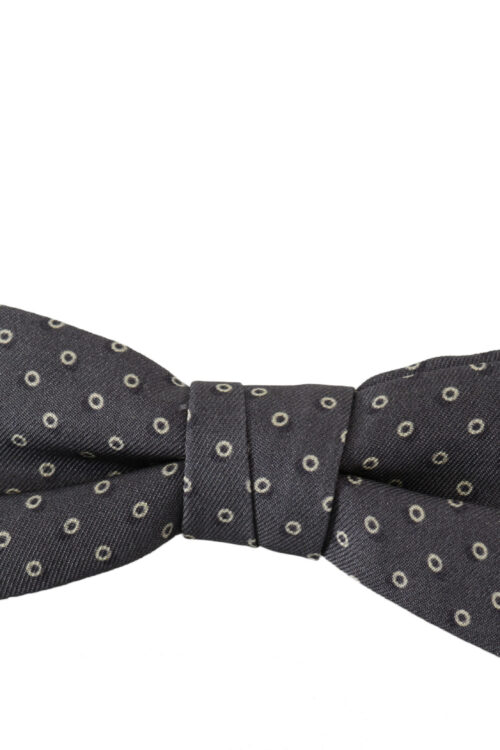 Dolce & Gabbana Elegant Silk Gray Circle Pattern Bow Tie