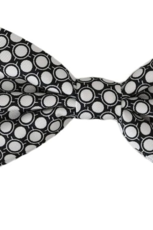 Dolce & Gabbana Elegant Black White Circle Silk Bow Tie