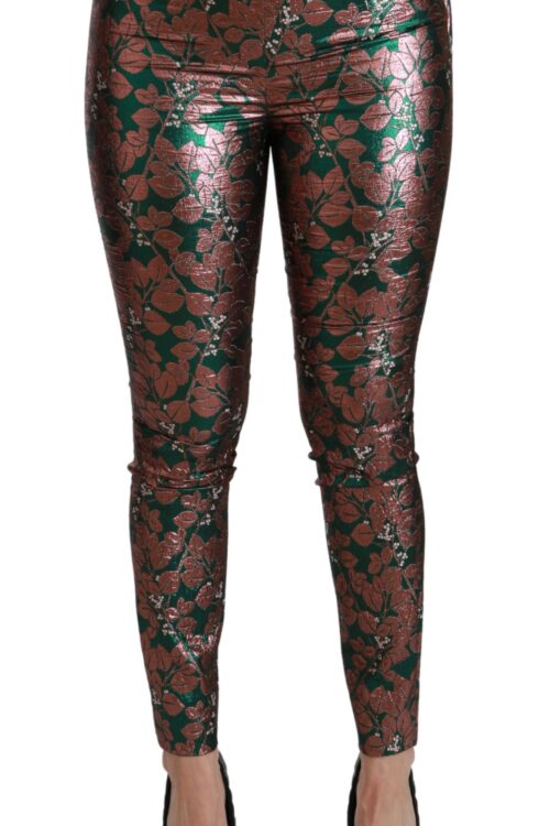 Dolce & Gabbana Elegant Bronze Leaf Metallic Trousers