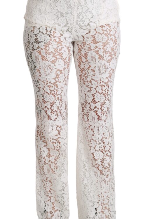 Dolce & Gabbana Elegant White Lace High Waist Pants