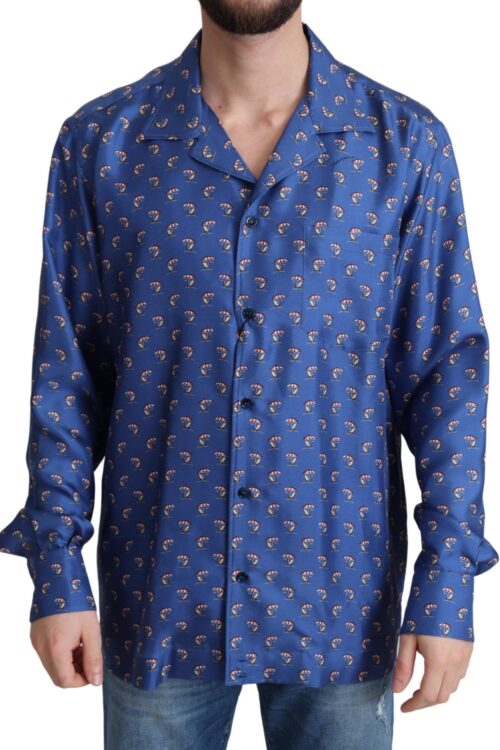 Dolce & Gabbana Silk Beach Chair Print Casual Shirt