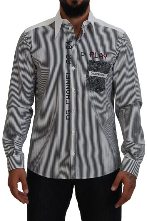 Dolce & Gabbana Classic Black and White Striped Button-Down Shirt