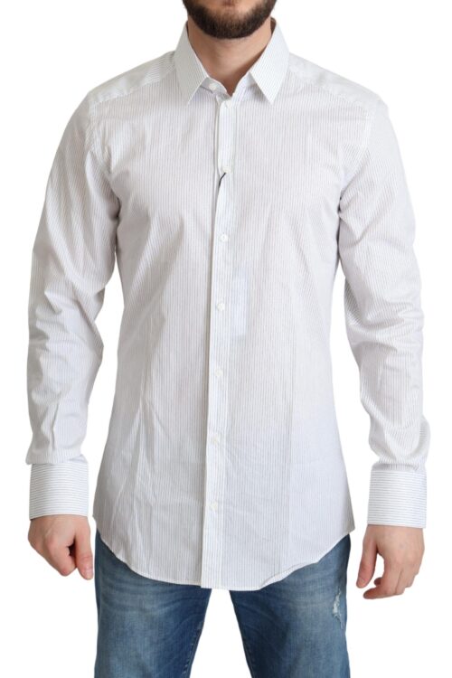 Dolce & Gabbana Elegant Striped Gold Dress Shirt